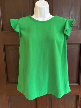J Crew Green Flutter Sleeve Women's Top